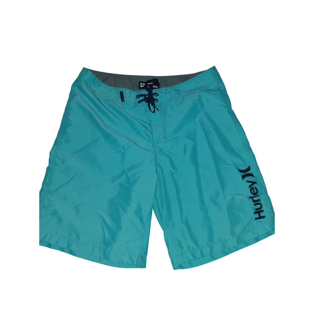 Hurley Mens Turquoise Blue Logo Board Shorts Swim Trunks Size 27